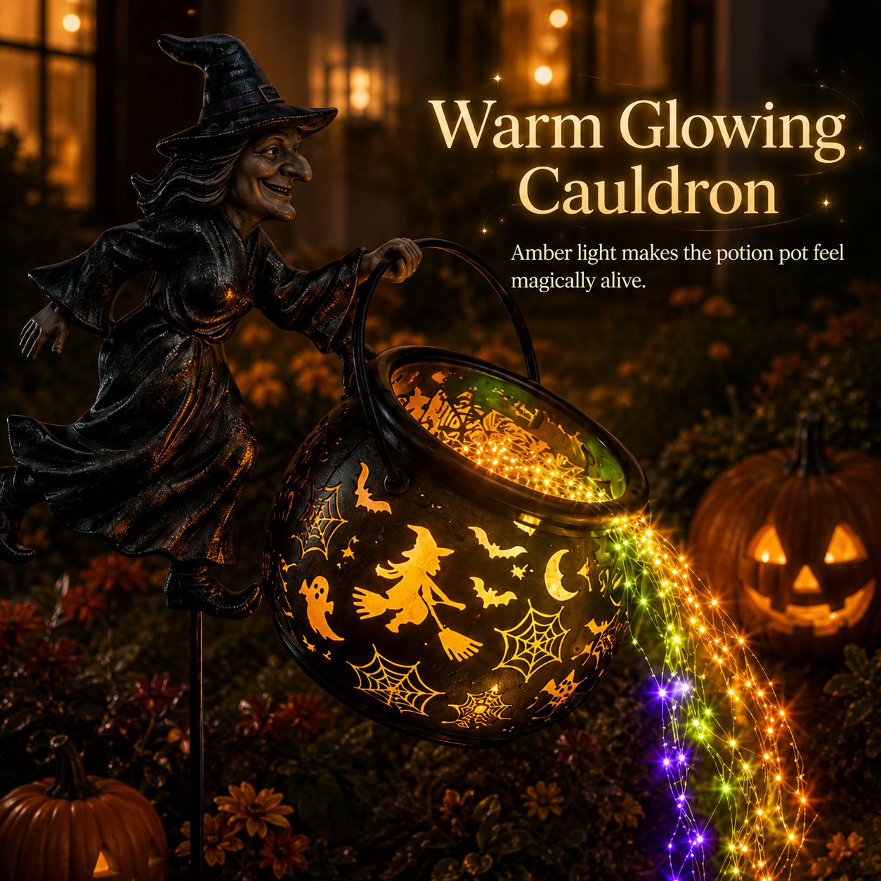 🎁Today 49% OFF 🎃 Halloween Witch Cauldron Garden Light