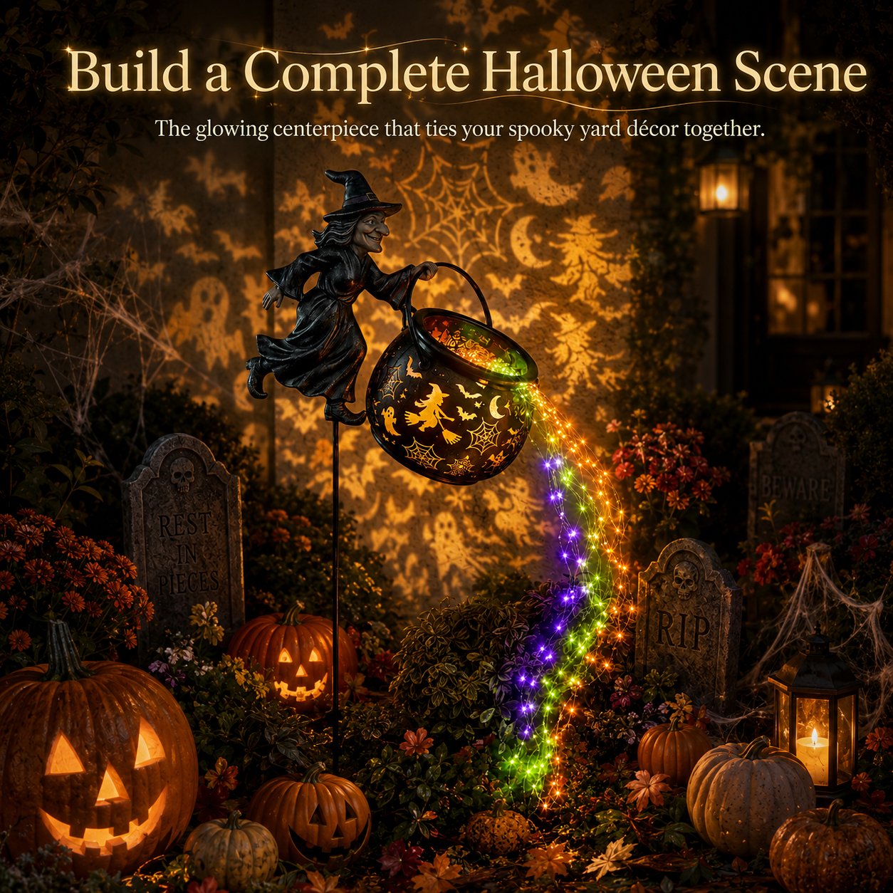 🎁Today 49% OFF 🎃 Halloween Witch Cauldron Garden Light