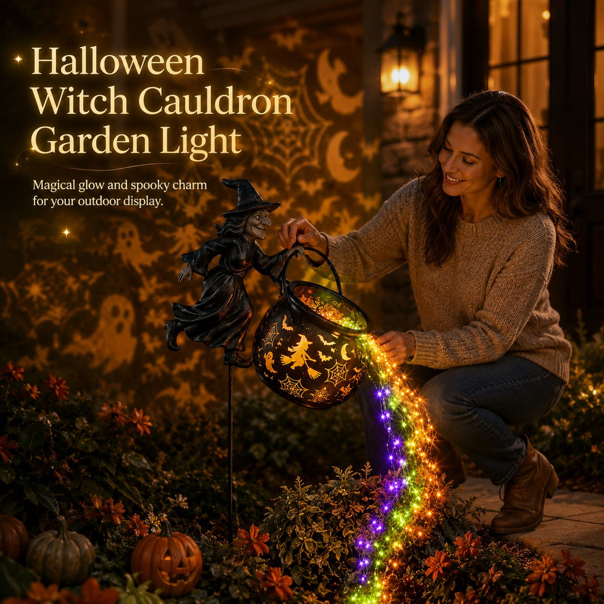 🎁Today 49% OFF 🎃 Halloween Witch Cauldron Garden Light